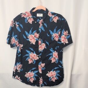 Old Navy Men's Black Floral Button Down Shirt XL